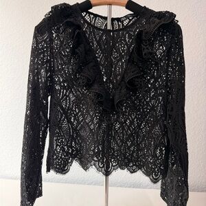 ZARA Black Lace Blouse – Romantic Gothic & Coquette Charm ✨
